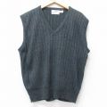 L★古着 ロンドンフォグ ニット ベスト メンズ 90年代 90s アクリル Vネック USA製 濃グレー 25dec23
