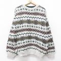 L★古着 長袖 セーター メンズ 90年代 90s フェアアイル コットン クルーネック USA製 グレー他 25dec23