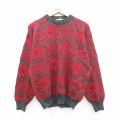 L★古着 セントジョンズベイ 長袖 ノルディック セーター メンズ 90年代 90s 雪柄 クルーネック イタリア製 赤他【spe】 25dec24