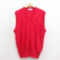 XL★古着 IZOD ニット ベスト メンズ 90年代 90s ワンポイントロゴ アクリル Vネック USA製 赤 25dec24