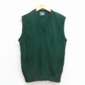 S★古着 ジャンセン ニット ベスト メンズ 90年代 90s 無地 Vネック USA製 緑 25dec25