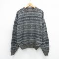 XL★古着 長袖 セーター メンズ 90年代 90s フェアアイル アクリル クルーネック ベージュ系他 25dec25