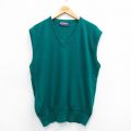 M★古着 ピューリタン ニット ベスト メンズ 90年代 90s 無地 アクリル Vネック USA製 緑 25dec25