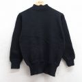 XS★古着 長袖 セーター メンズ 60年代 60s ミリタリー 無地 ウール モックネック ハイネック 黒 25dec26