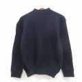S★古着 長袖 セーター メンズ 70年代 70s ミリタリー ウール クルーネック USA製 紺 25dec26