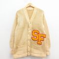 M★古着 長袖 ビンテージ レタード ニット カーディガン メンズ 50年代 50s SF 生成り【spe】 25dec26