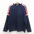 XL★古着 シアーズ 長袖 セーター メンズ 80年代 80s ウール ラグラン クルーネック 濃紺 25dec27