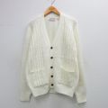 M★古着 長袖 ニット カーディガン メンズ 90年代 90s ラグラン アクリル 白 25dec27