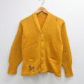 XS★古着 長袖 ビンテージ ニット カーディガン メンズ 60年代 60s レタード Jary 黄色 25dec27