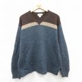 XL★古着 ジェイクルー 長袖 セーター メンズ シェットランドウール Vネック 薄紺他 25dec27