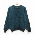 M★古着 長袖 セーター メンズ クルーネック 青緑他 25dec29