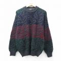 M★古着 長袖 セーター メンズ 90年代 90s モックネック ハイネック イタリア製 濃グレー 霜降り他 26jan05