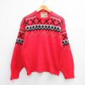 M★古着 マックレガー 長袖 ビンテージ セーター メンズ 60年代 60s アクリル クルーネック USA製 赤他【spe】 26jan05