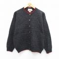 M★古着 ウールリッチ 長袖 ニット カーディガン メンズ 00年代 00s バーズアイ 手織り ウール 黒他 26jan05