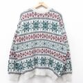 XL★古着 長袖 セーター メンズ 90年代 90s フェアアイル コットン クルーネック USA製 グレー他 26jan06