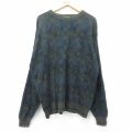 XL★古着 長袖 セーター メンズ 90年代 90s クルーネック イタリア製 濃緑他 26jan06