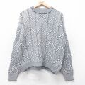 L★古着 長袖 セーター メンズ 90年代 90s クルーネック USA製 白他 26jan06