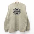 XL★古着 アバクロンビー 長袖 ノルディック セーター メンズ 90年代 90s 雪柄 ラムウール クルーネック ベージュ系【spe】 26jan06