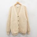 L★古着 長袖 アラン フィッシャーマン ケーブル ニット カーディガン メンズ 90年代 90s ロング丈 ウール アイルランド製 生成り【spe】 26jan10