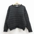 L★古着 ギャップ GAP 長袖 セーター メンズ 90年代 90s バーズアイ ウール クルーネック 黒【spe】 26jan08