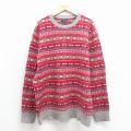 XL★古着 ブルックスブラザーズ 長袖 ブランド セーター メンズ フェアアイル クルーネック 赤他 ストライプ 26jan08