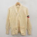 S★古着 長袖 ビンテージ レタード ニット カーディガン メンズ 60年代 60s 生成り 26jan09