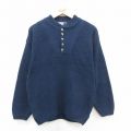 M★古着 長袖 セーター メンズ 90年代 90s クルーネック ヘンリーネック USA製 紺 26jan13