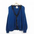XL★古着 ルティグレ 長袖 ニット カーディガン メンズ 80年代 80s 大きいサイズ アクリル USA製 紺他 26jan13