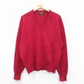 L★古着 ブルックスブラザーズ 長袖 ブランド セーター メンズ 80年代 80s カシミヤ カシミア Vネック イングランド製 エンジ 26jan13