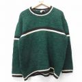 L★古着 長袖 セーター メンズ 80年代 80s ウール クルーネック オーストリア製 緑他 26jan15