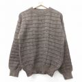 M★古着 長袖 セーター メンズ 90年代 90s メリノウール クルーネック 茶他 26jan15