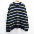 XL★古着 ジェイクルー 長袖 セーター メンズ ウール Vネック 紺他 ボーダー 26jan16