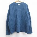 XL★古着 セントジョンズベイ 長袖 ケーブル セーター メンズ 00年代 00s ウール クルーネック 薄紺【spe】 26jan16