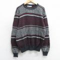 L★古着 ジャンセン 長袖 セーター メンズ 90年代 90s クルーネック USA製 グレー他【spe】 26jan16