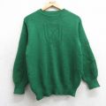 S★古着 ブラー二ー 長袖 セーター メンズ 80年代 80s クローバー ウール クルーネック アイルランド製 緑 26jan16