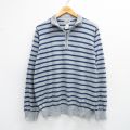 L★古着 エルエルビーン 長袖 ハーフジップ セーター メンズ 00年代 00s カシミア カシミヤ グレー他 ボーダー 26jan17