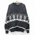 XL★古着 ピエールカルダン 長袖 セーター メンズ 90年代 90s バーズアイ ウール クルーネック 黒他 26jan20