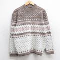 S★古着 長袖 ノルディック セーター メンズ 80年代 80s 雪柄 モックネック ハイネック USA製 白他 26jan22
