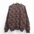 L★古着 長袖 セーター メンズ 00年代 00s クルーネック イタリア製 紺他 26jan23