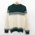 S★古着 LORD JEFF 長袖 ケーブル セーター メンズ 70年代 70s アクリル クルーネック USA製 緑他 26jan26