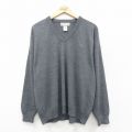 XL★古着 長袖 セーター メンズ 90年代 90s アクリル Vネック グレー 26jan26