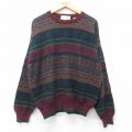 L★古着 長袖 セーター メンズ 90年代 90s フェアアイル クルーネック イタリア製 茶他 26jan28