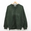 XL★古着 エルエルビーン 長袖 セーター メンズ 90年代 90s ラムウール Vネック アイルランド製 緑 26jan29