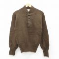 XS★古着 長袖 セーター メンズ 80年代 80s ミリタリー ウール ヘンリーネック USA製 濃緑【spe】 26jan29