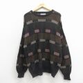 XL★古着 ジャンセン 長袖 セーター メンズ 90年代 90s クルーネック USA製 黒他【spe】 26feb02