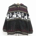 L★古着 TEJIDOS RUMINAHUI 長袖 フルジップ ニット カーディガン パーカー メンズ アルパカ エクアドル製 黒他【spe】 26feb02