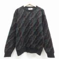 L★古着 ジャンセン 長袖 セーター メンズ 90年代 90s クルーネック USA製 黒他 26feb02