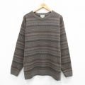 XL★古着 エルエルビーン 長袖 セーター メンズ 00年代 00s フェアアイル ラムウール クルーネック 茶系他【spe】26feb03