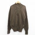 M★古着 長袖 セーター メンズ 90年代 90s ミリタリー ウール ヘンリーネック USA製 茶系26feb03