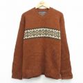 XL★古着 アバクロンビー 長袖 セーター メンズ 90年代 90s ウール Vネック 茶 26feb04